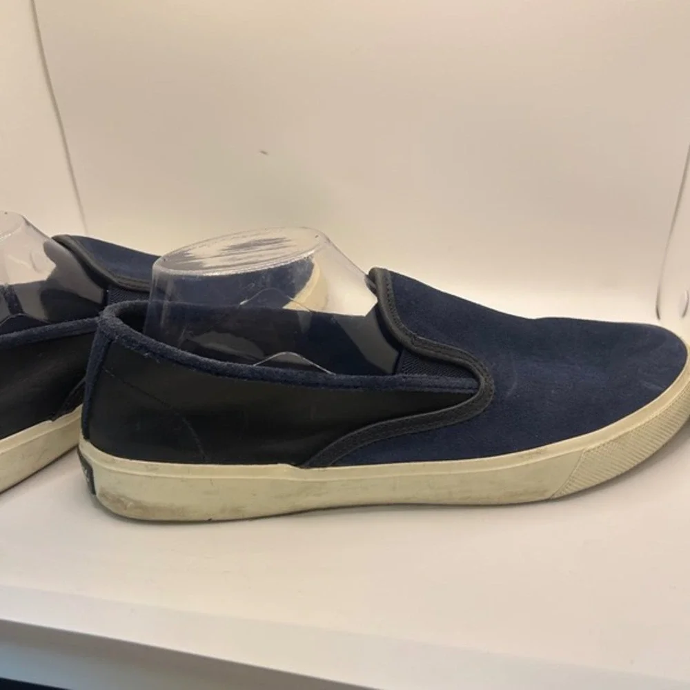 Sperry Top-Sider Mens Navy Blue Suede‎ Black Leather Slip On Sneakers STS18455